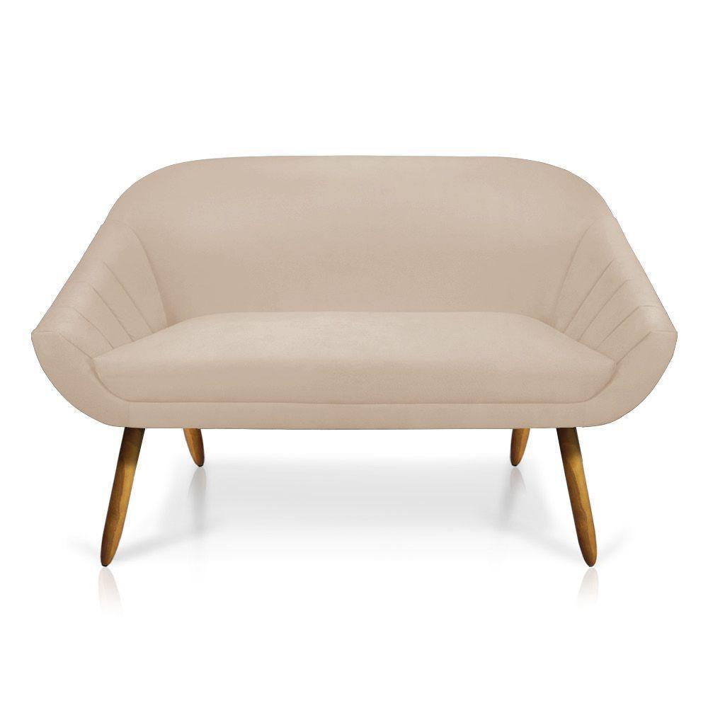 Kit 01 Namoradeira 02 Lugares e 02 Poltronas Giovana Suede Castanho Bege - 6