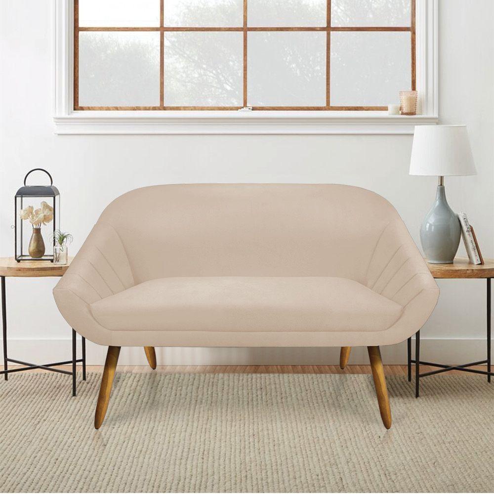 Kit 01 Namoradeira 02 Lugares e 02 Poltronas Giovana Suede Castanho Bege - 8