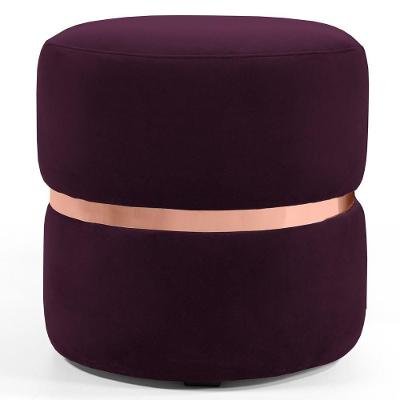 Puff Decorativo Com Cinto Rosê Round B-292 Veludo Uva