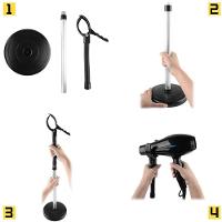Suporte Secador Cabelo Pet Giratorio Ajustavel Flexivel Chao Salao Cabeleireiro