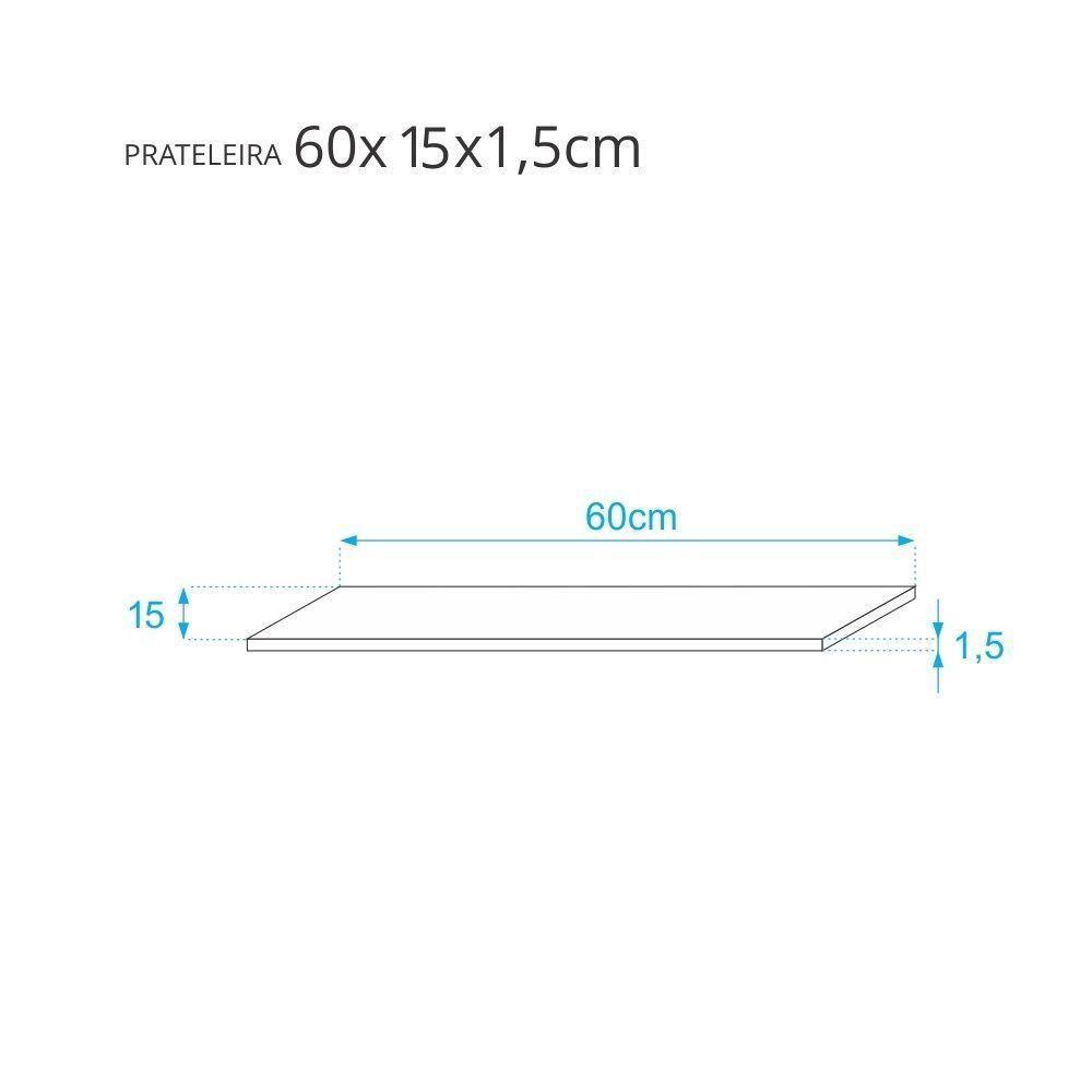Kit 2 Prateleiras 60 X 15cm Cinza Claro Suporte Invisível - 3