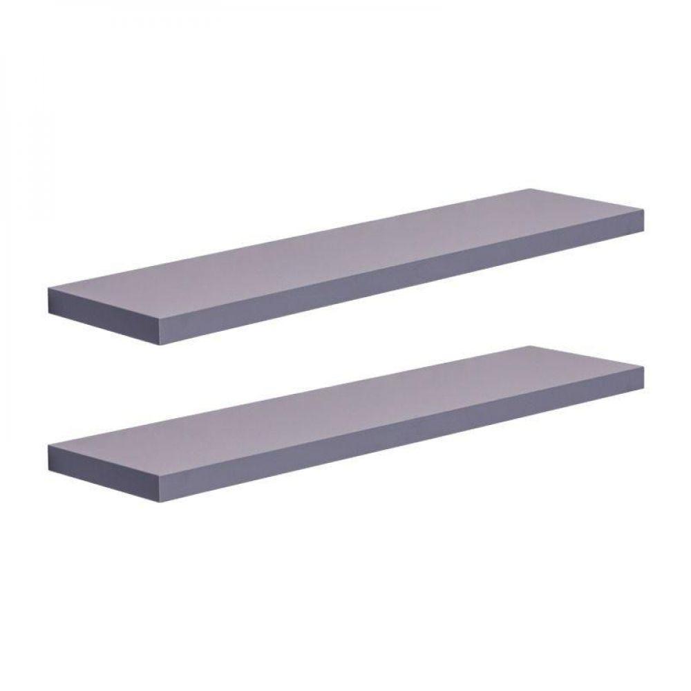 Kit 2 Prateleiras 60 X 15cm Cinza Claro Suporte Invisível - 6