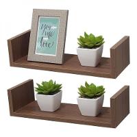 Kit 2 Prateleiras U 40 X 20cm Nogal Suporte Invisível - 1