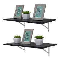 Kit 2 Prateleiras 100 X 30cm Preta Com Mão Francesa - 1