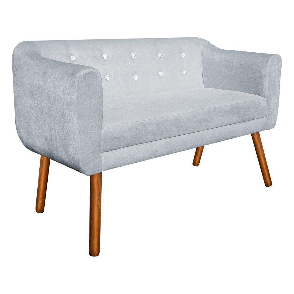 Namoradeira Julia 2 Lugares Cinza Com Strass Pés Palito - 1