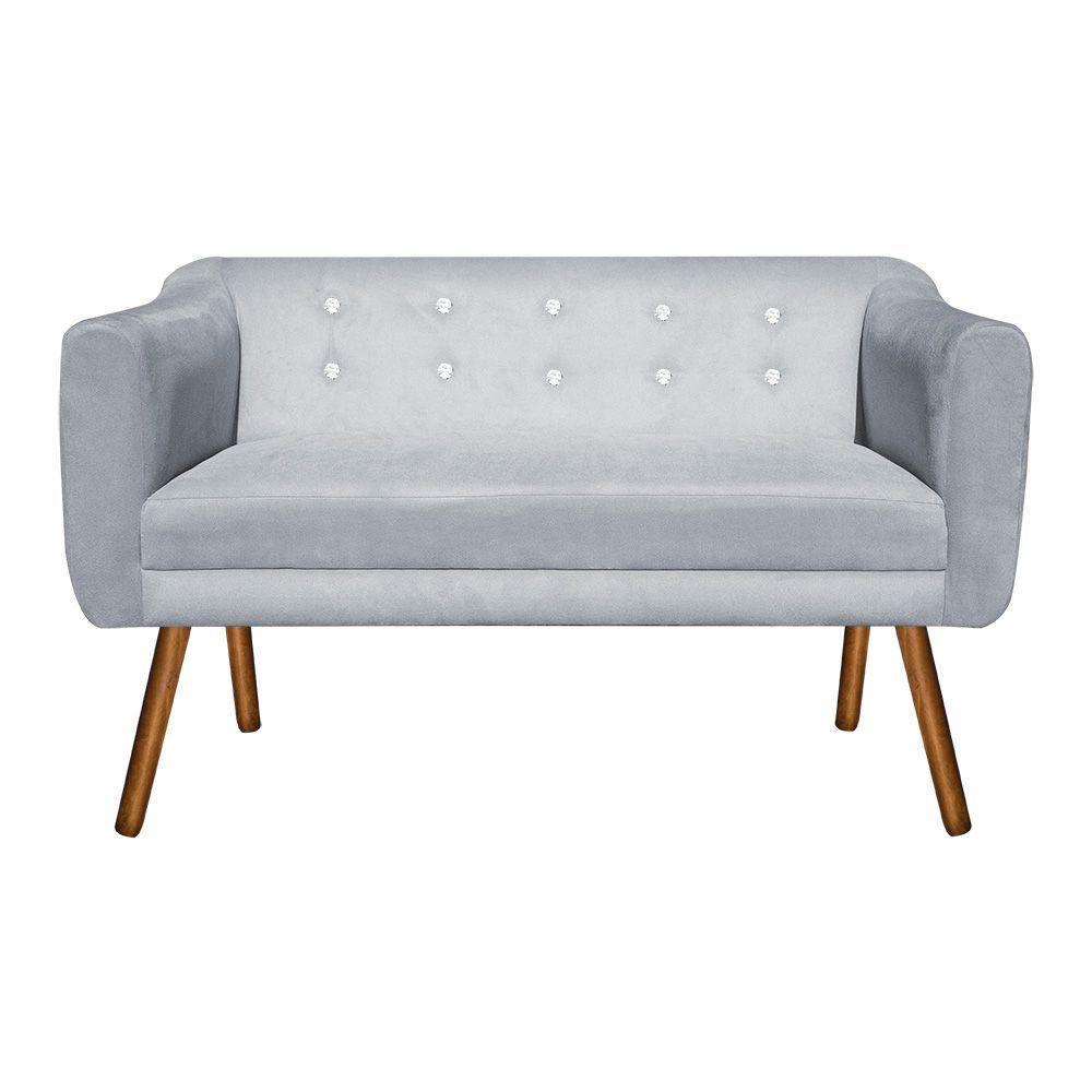 Namoradeira Julia 2 Lugares Cinza Com Strass Pés Palito - 3