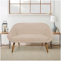 Kit 01 Namoradeira 02 Lugares E 02 Poltronas Giratória Giovana Suede Base Madeira Mm30 D'rossi Bege - 8