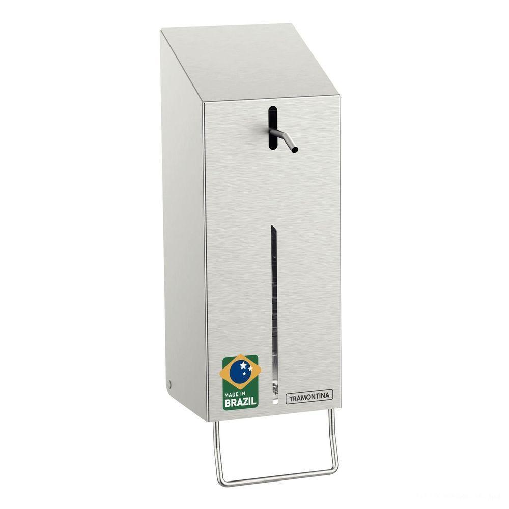 Dispenser De álcool Gel E Sabão Líquido 500 Ml Em Aço Inox Com Acabamento Escovado - 1