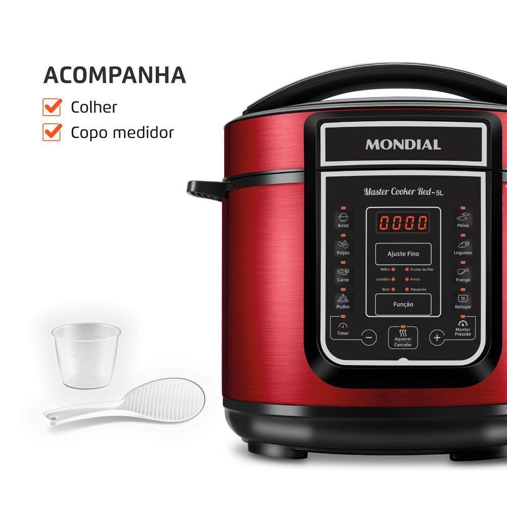 Panela De Pressão Elétrica Mondial Master Cooker Red Pe-39 Vermelho/Inox 127V - 7