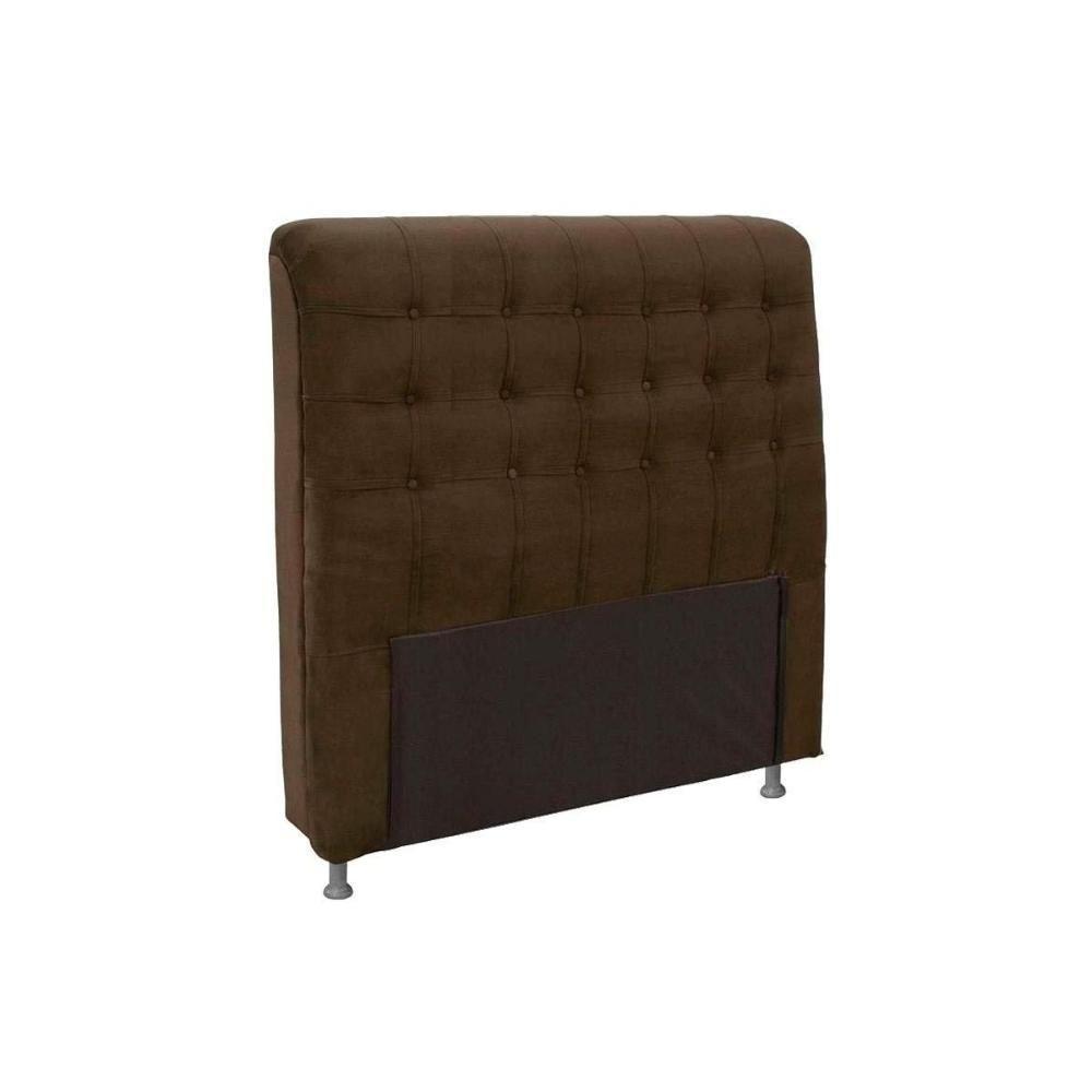 Cabeceira Cama Box Estofada Solteiro Solteiro Dama Suede Marrom Chocolate - Simbal - 1