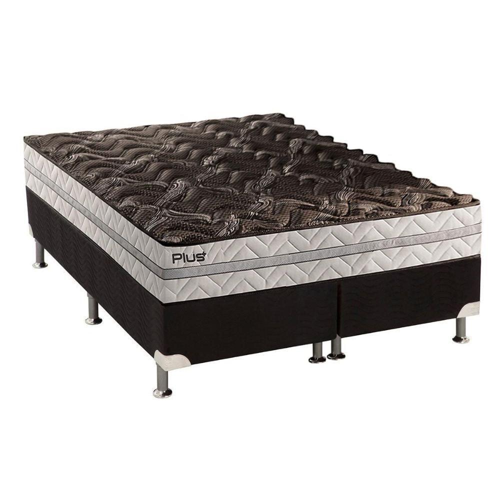 Cama Box King: Colchão Espuma D33 Paropas Pasquale Plus + Base CRC Suede Black(193x203) - 1