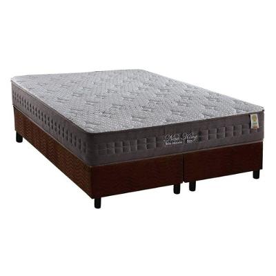 Cama Box Queen: Colchão Molas Masterpocket Ensacadas Anjos New King + Base Marrom(158X198)