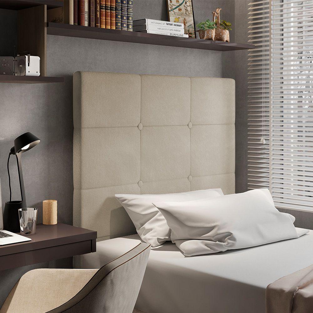 Cabeceira Cama Box Solteiro 90cm Suede Bege - 3
