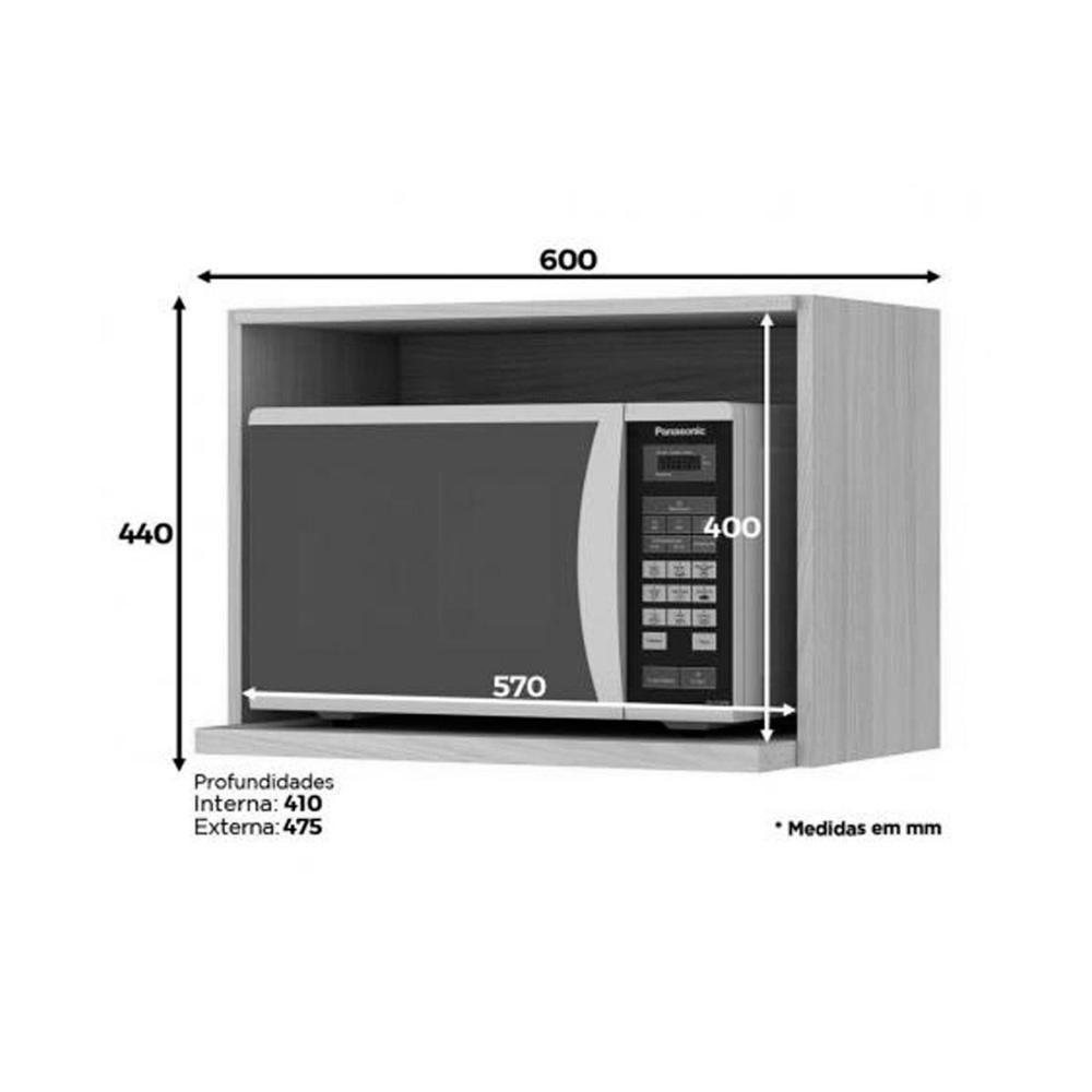 Nicho de Cozinha Modulado Connect p/ Microondas 60cm Off White - Henn - 4