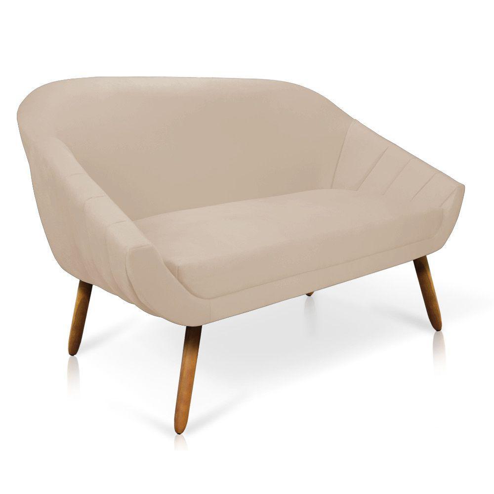 Kit 01 Namoradeira 02 Lugares e 02 Poltronas Giovana Suede Bege Castanho - 7
