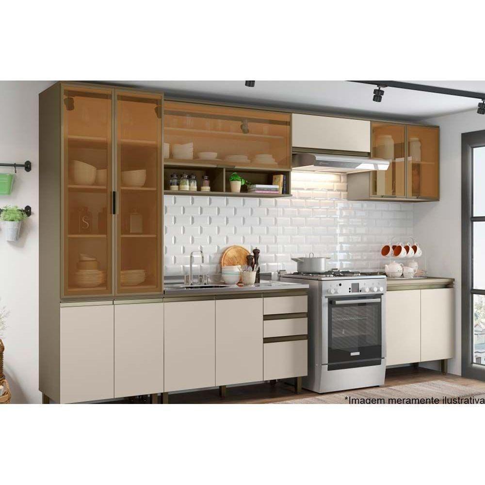 Cozinha Completa Connect 8 Peças (4 Armários + 2 Balcões + 2 Complementos) C8P10 Duna/Cristal - Henn - 1