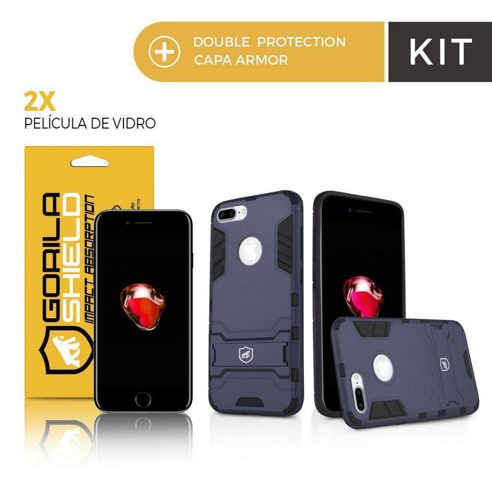 Kit Capa Case Capinha Armor E Película Vidro Dupla Para Iphone 7 Plus - Gorila Shield - 10