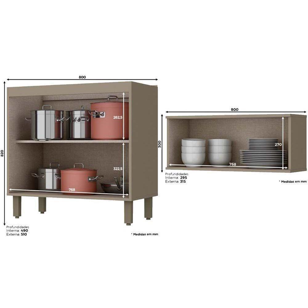 Kit De Cozinha Completa 8Pçs (2 Armários + 2 Balcões + 2 Paneleiros + 2 Complementos) Duna/cristal - 9