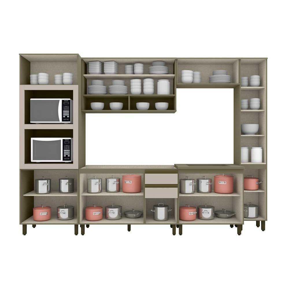 Kit De Cozinha 8Pçs (2 Armários + 2 Balcões + 2 Paneleiros + 2 Complementos) C8p07 Duna/cristal - 2