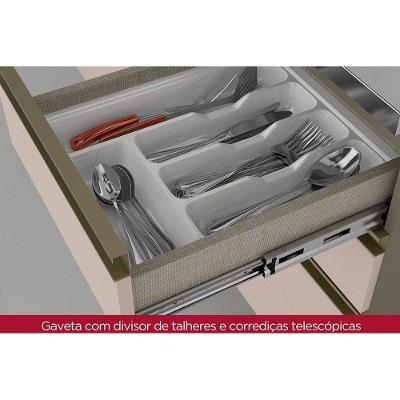 Cozinha Completa Connect 10 Módulos MDF 120cm Branco com Tampo e Espaço para Cooktop