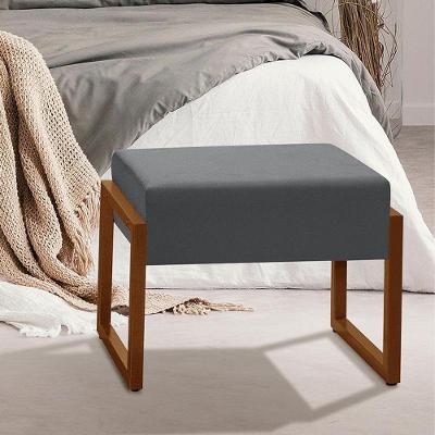 Banqueta Calçadeira Decorativa Cancun Com Pés De Aço Cinza Cinza