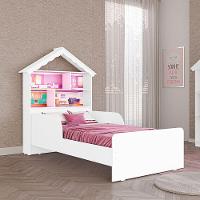 Cama Infantil Laura Casa De Boneca Em Mdf Com Proteção Lateral Tuboarte Branco Com Rosa - 1