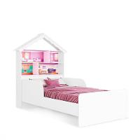 Cama Infantil Laura Casa De Boneca Em Mdf Com Proteção Lateral Tuboarte Branco Com Rosa - 3