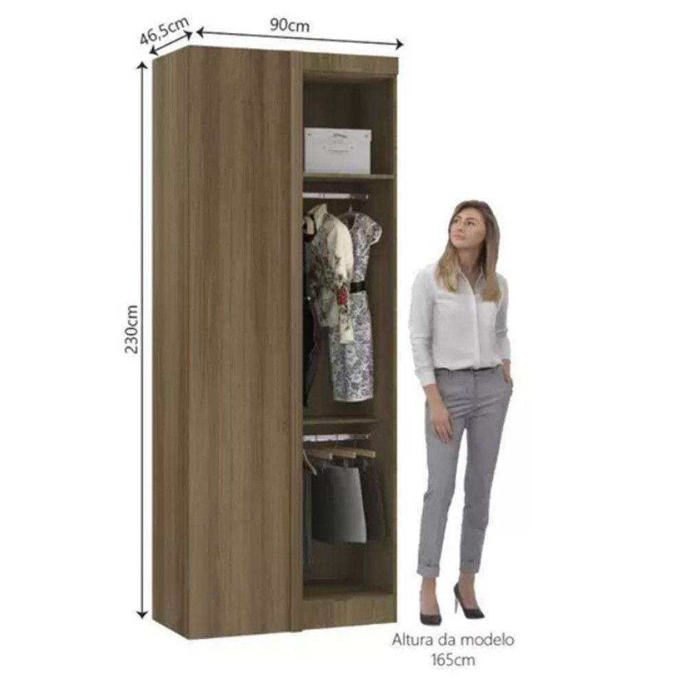 Modulo Guarda Roupa Eucamoveis Paris Canto Reto 1 Porta Avela/cinammon - 2