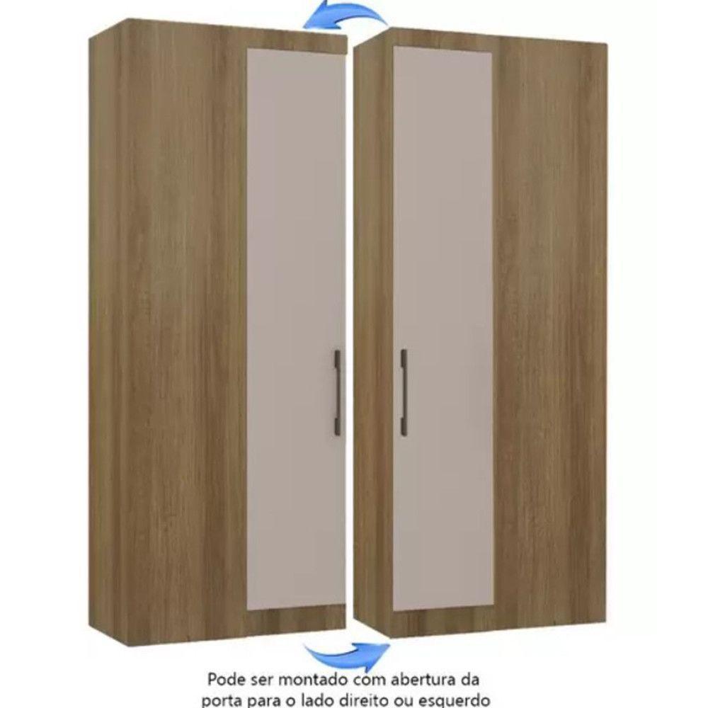 Modulo Guarda Roupa Eucamoveis Paris Canto Reto 1 Porta Avela/cinammon - 3