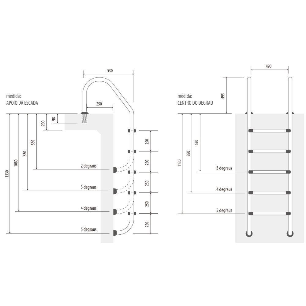 Escada Para Piscina Com 3 Degraus Em Aço Inox - 5