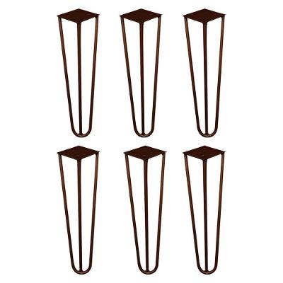 Kit 6 Pés De Metal 25 Cm Rack E Puffs Bronze