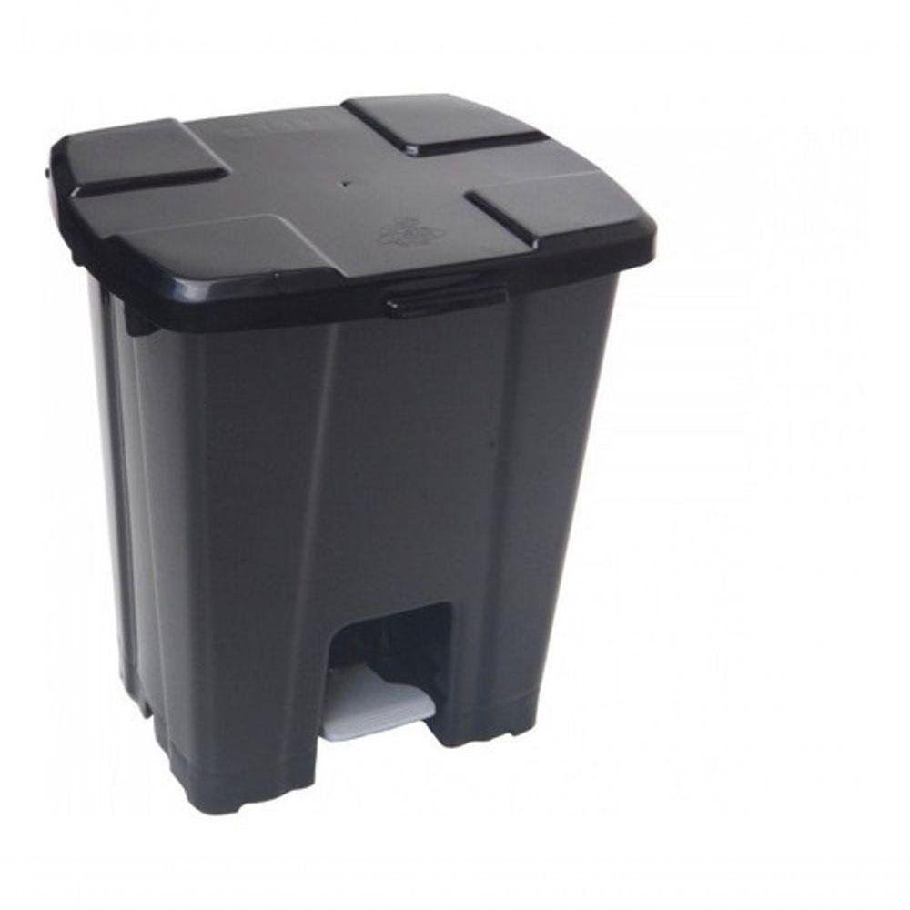 Cesto Lixeira Quadrada Plastica Com Pedal 25L Preto - 6