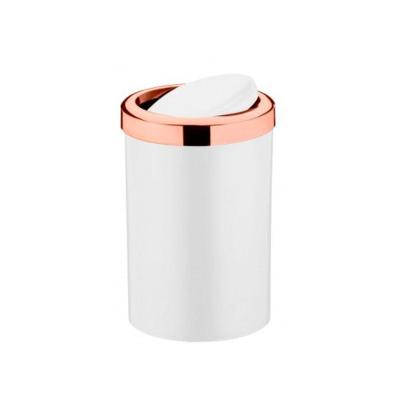 Lixeira Com Tampa Basculante Em Plástico 8L Future Branco E Rose Gold