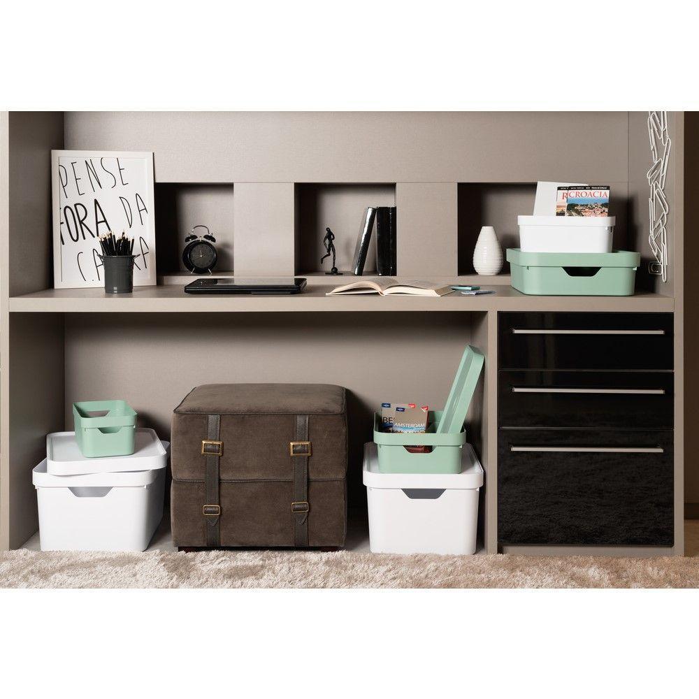 Kit De Caixa Organizadora Cube Com Tampa Azul Glacial 03 Peças - 6