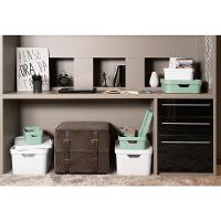 Kit De Caixa Organizadora Cube Com Tampa Azul Glacial 03 Peças - 6