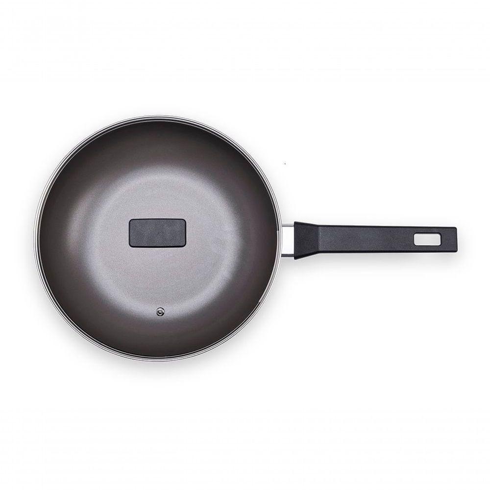 Wok Com Tampa 28 Cm 3,55 L Antiaderente Mineral Resist Cinza Linha Ceramic Life Preserve Cinza - 6