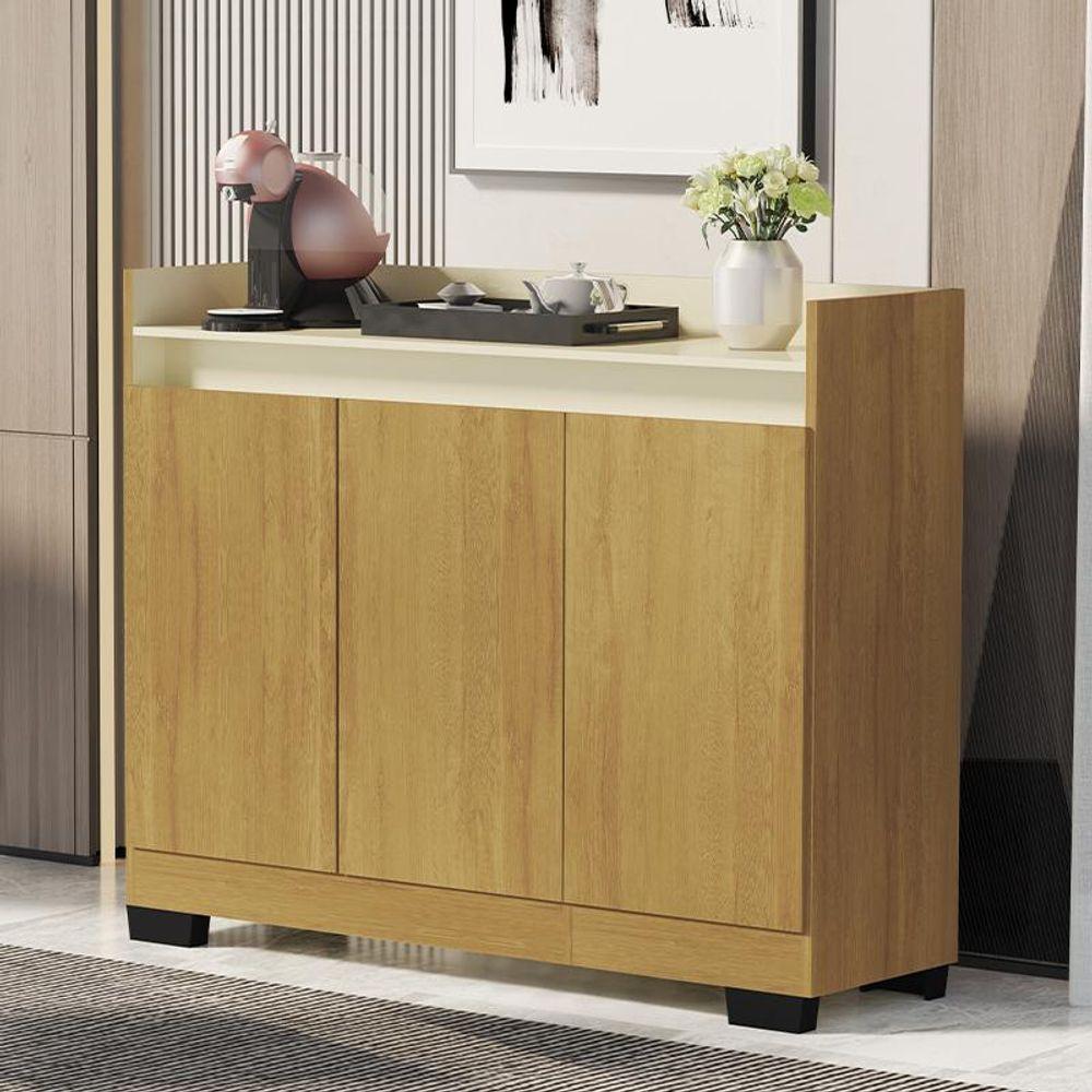 Aparador Buffet Sala Lord 3 Portas Mel/perola Mel/perola - 1