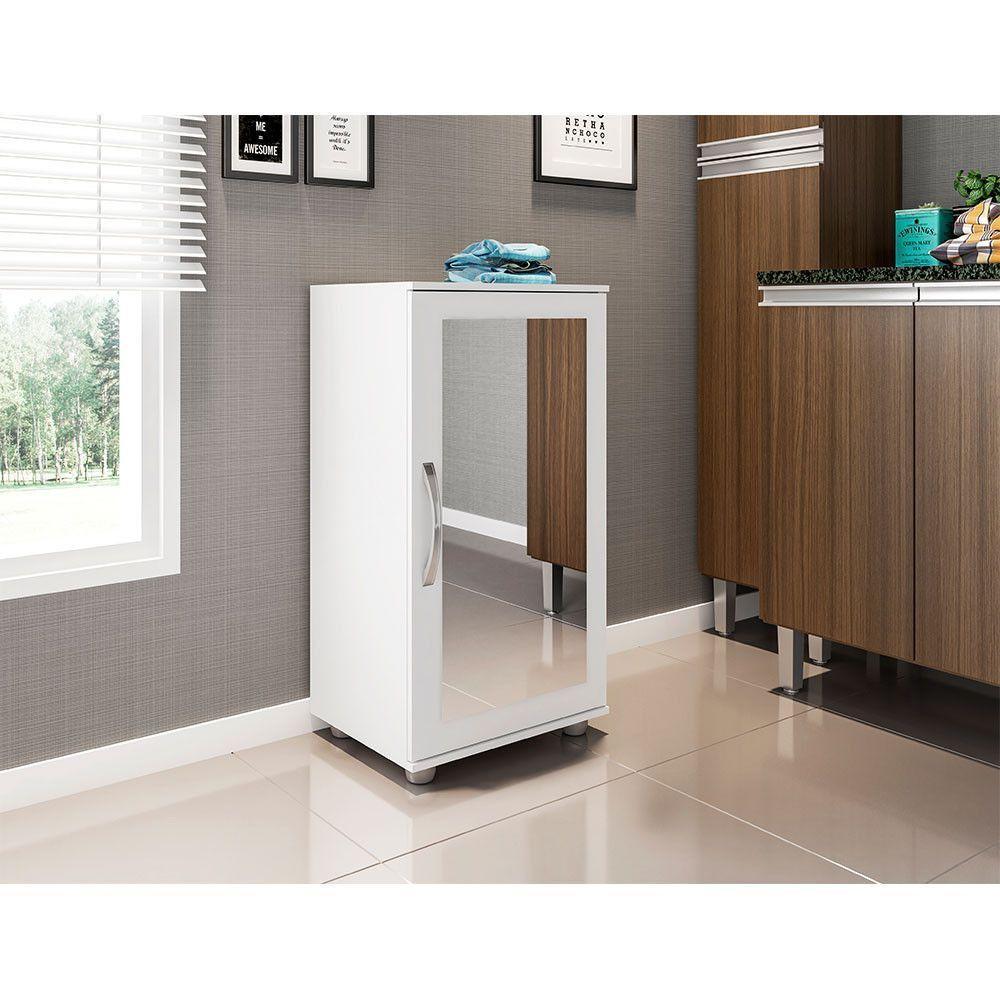 Sapateira Flávia Com Espelho 1 Porta E 4 Prateleiras Poliman Móveis Branco - 3