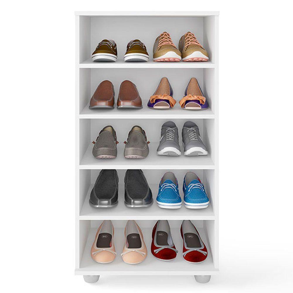 Sapateira Flávia Com Espelho 1 Porta E 4 Prateleiras Poliman Móveis Branco - 8