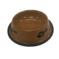 Comedouro E Bebedouro Estampado Aço Inoxidável Meu Pet Marrom - 1