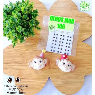 Apliques Comestíveis Olhos Castanhos Marrom Tamanho 0,5 Cm