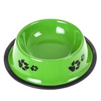 Comedouro E Bebedouro Estampado Aço Inoxidável Meu Pet Verde Musgo - 1