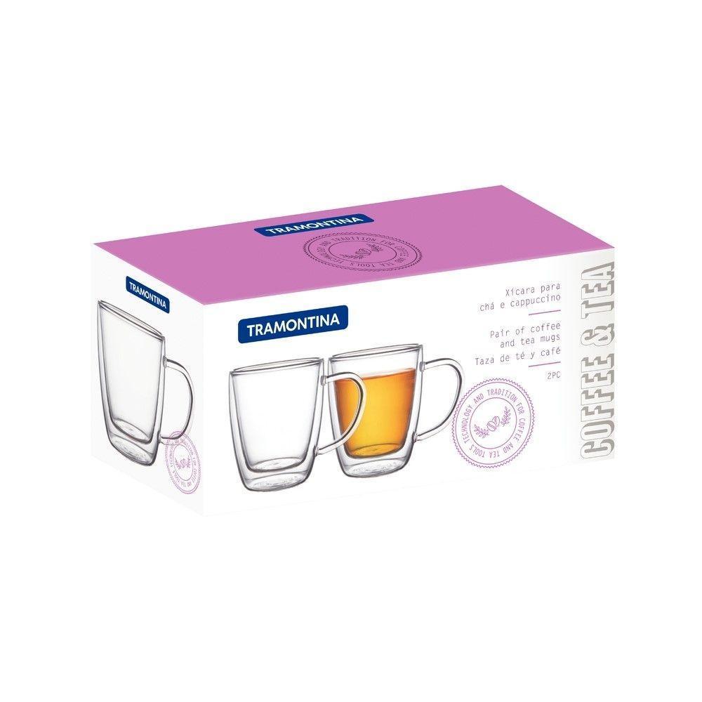 Conjunto De Xícaras Para Café E Chá Vidro Duplo Com Alças 2 Peças Tramontina - 5