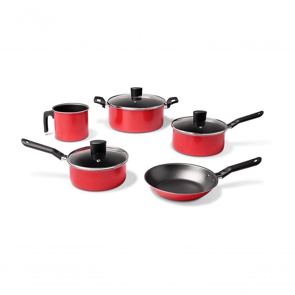 Jogo De Panelas 5 Peças Garlic - Vermelho - Brinox Vermelho Brinox - 1