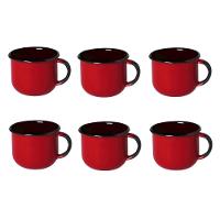 Jogo De Xícara De Chá 06 Peças Esmaltada Vermelho 240 Ml Ewel - 1