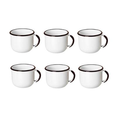 Jogo De Xícara De Cafezinho 06 Peças Esmaltada Branco 120 Ml Ewel