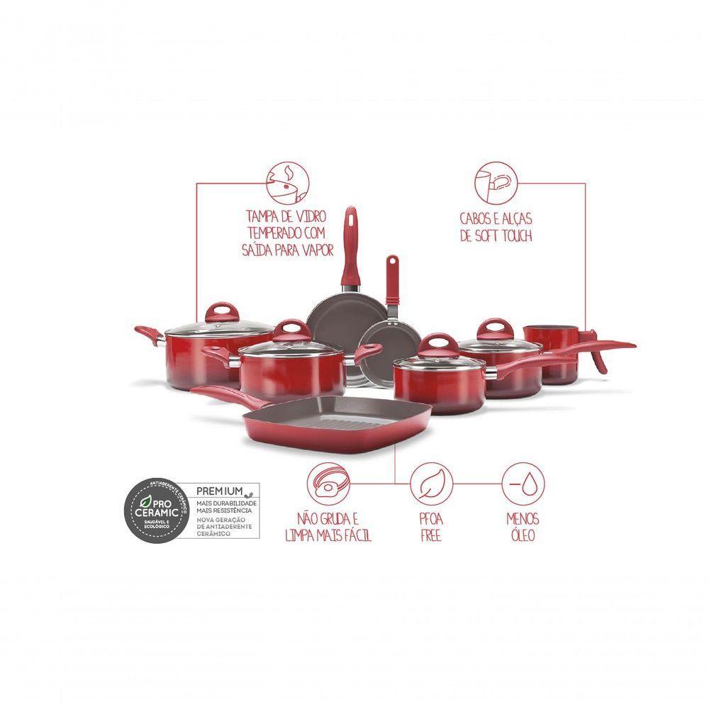Jogo De Panelas 8 Peças - Ceramic Life Smart Plus Brinox Vermelho Brinox - 2