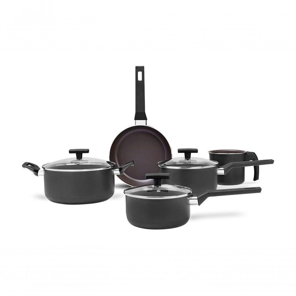 Conjunto De Panelas 5 Peças Antiaderente Mineral Resist Cinza Linha Ceramic Life Preserve Cinza - 1