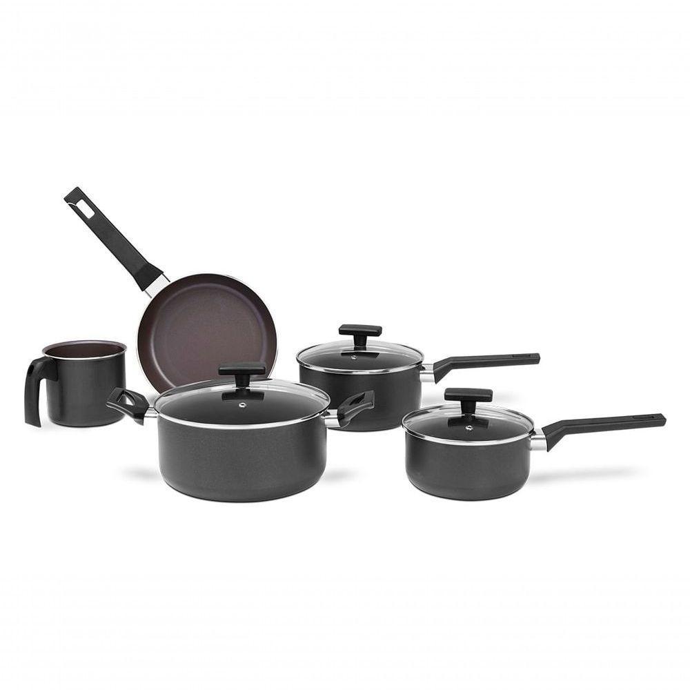 Conjunto De Panelas 5 Peças Antiaderente Mineral Resist Cinza Linha Ceramic Life Preserve Cinza - 2