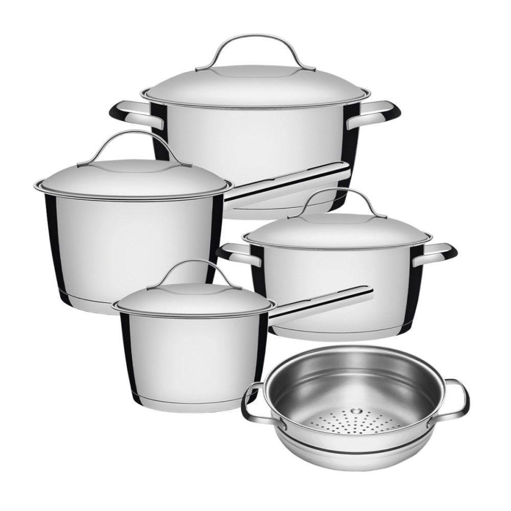 Jogo De Panelas 4 Peças + Cozi-vapore Allegra Em Aço Inox Fundo Triplo Tramontina - 1